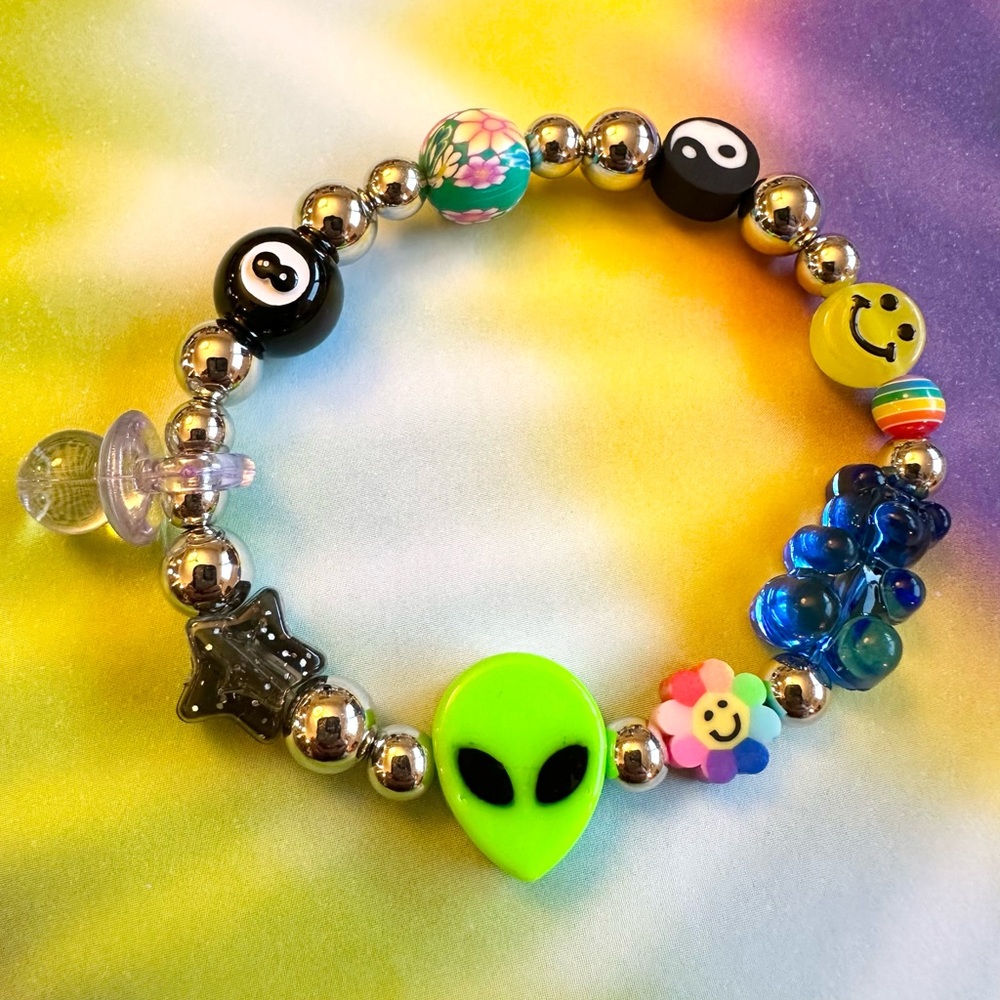 90s Kandi Rave Nostalgia Y2K Beaded Stretch Bracelet